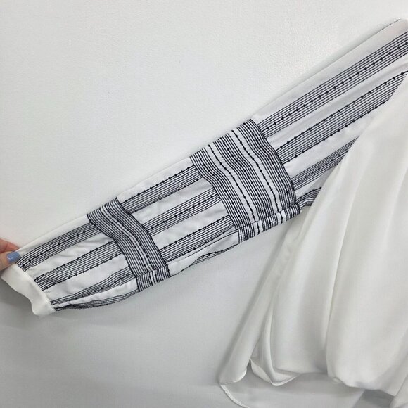 Etcetera Womens Long Sleeve Boho Surplice Blouse Top White Size 10 Button Front - Picture 8 of 14